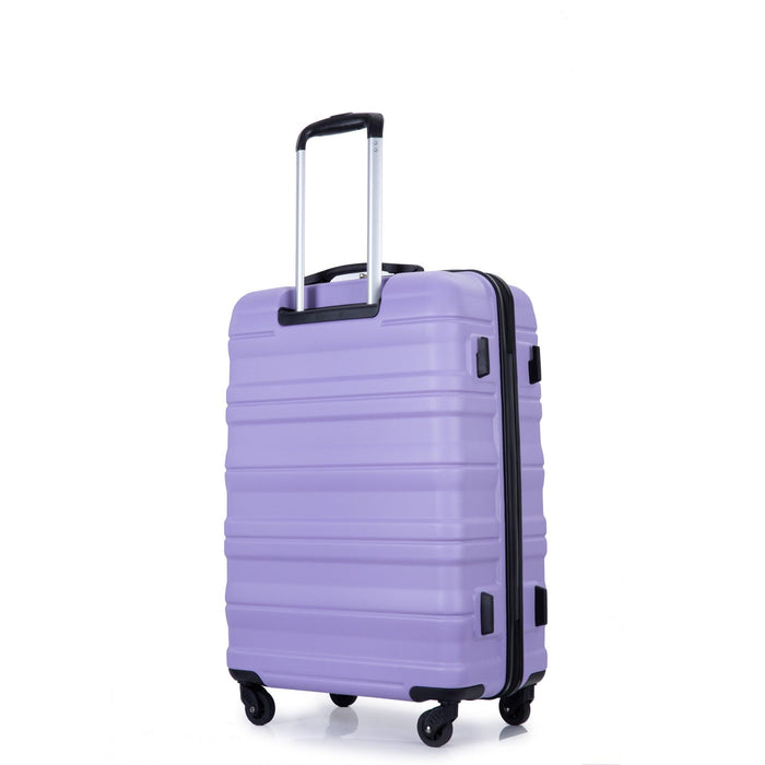 Expandable 3 Piece Luggage Sets PC Lightweight & Durable Suitcase with Two Hooks, Spinner Wheels, TSA Lock, (21/25/29) Purple - DTYStore
