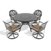 5-Piece All-Weather Cast Aluminum Dining Set, Include 4 Swivel Chairs and 47.24' Round Table With Black Frame - DTYStore