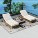 Outdoor Lounge Chair, Patio Chaise Lounge with 5-Position Backrest, Rattan Outdoor Lounge Chair with Cushion and Wheels for Poolside, Backyard, Garden (Natural+Beige) - DTYStore