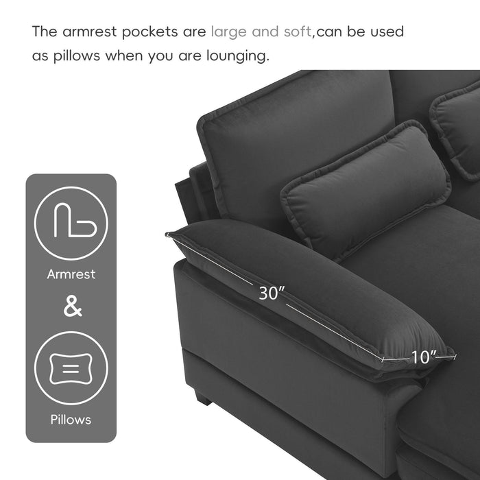 Modern U-shaped Sectional Sofa with Waist Pillows, Sleeper Couch with Chaise Lounge,6-seat Upholstered Symmetrical Sofa - DTYStore