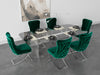 PrimeNest Noblesse Collection Upholstered Silver Legged Dining Chair, Set of 2, Green - DTYStore
