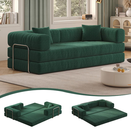 78.8inch  Modular Sectional Sofa, Convertible Pudding Block Sofa, Floor Standing Sofa Bed Arm Comfort Sofa Bed, Compression Sofa for Living Room and Bedroom -  (Green)
