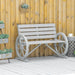 Outsunny 41' Wooden Wagon Wheel Bench, Rustic Outdoor Patio Weather Resistance Furniture, 2-Person Slatted Seat Bench with Backrest, Light Gray - DTYStore