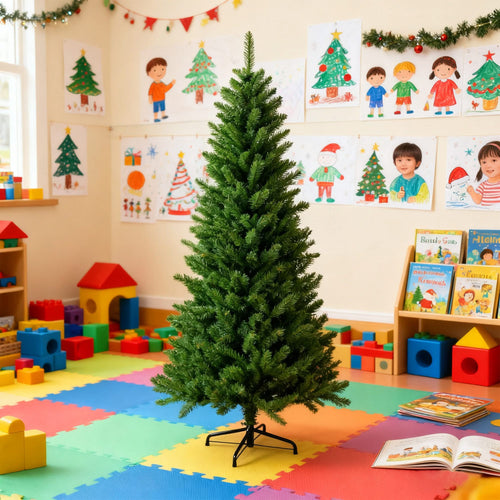 5FT Classic Pencil Christmas Tree is an 60-inch classic pencil-shaped Christmas tree suitable for both Halloween and Christmas. It features dense branches for realistic Christmas decorations - Image 3