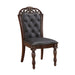 Formal Dining Chairs Set of 2 Cherry Finish Button-Tufted Faux Leather Upholstered Traditional Dining Room Furniture Elegant Classic - DTYStore