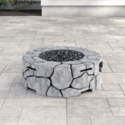 Outdoor Fire Pit 9-Inch Height x 28-Inch Width Stone Gray Fiber Reinforced Concrete - Image 6