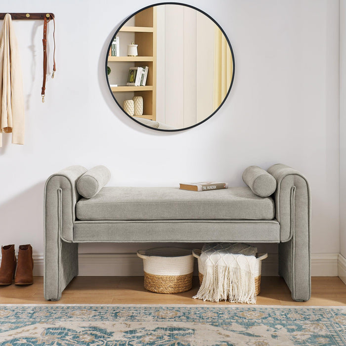 Bedroom storage stool, linen fabric storage stool, large storage space, 50.39 inches, can be used for bed end, living room, entrance, Gray - DTYStore