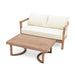 4-Pieces Acacia Wood Patio Furniture Set, Outdoor Furniture with Coffee Table, Patio Conversation Set Deep Seating with Soft Cushion, Porch Chairs for Garden, Backyard Porch Balcony, Brown wash, Beige - DTYStore