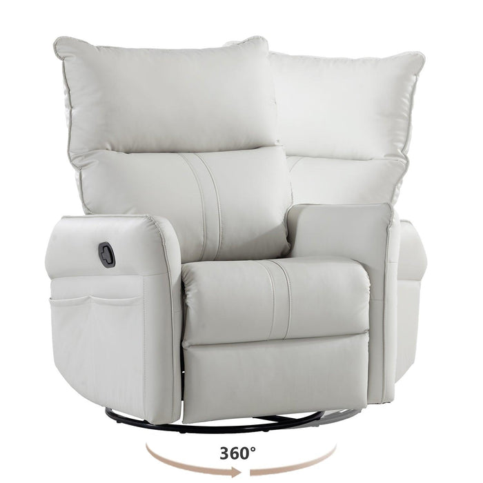 Rocking Recliner Chair,360 ° Swivel Nursery Rocking Chair,Glider Chair,Modern Small Rocking Swivel Recliner Chair for Bedroom,Living Room Chair Home Theater Seat,Side Pocket(Light Gray+360°Swivel) - DTYStore