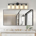 Modern 5-Light Vanity Bathroom Mirror Light, Frosted White Glass with Black Iron Frame, Contemporary Wall Sconce for Bedroom, Bathroom, And Dressing Room (Bulb Not Included) - DTYStore