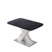 Modern Square Dining Table,Stretchable,Printed Black Marble Table Top+MDF White X-Shape Table Leg with Metal Base - DTYStore