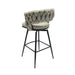 28' Bar Chair Linen Woven Bar Stool Set of 2,Black legs Barstools No Adjustable Kitchen Island Chairs,360 Swivel Bar Stools Upholstered Bar Chair Counter Stool Arm Chairs with Back Footrest (Grey) - DTYStore
