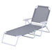 Outsunny Folding Chaise Lounge, Outdoor Sun Tanning Chair, 4-Position Reclining Back, Armrests, Metal Frame and Mesh Fabric for Beach, Yard, Patio, Gray - DTYStore