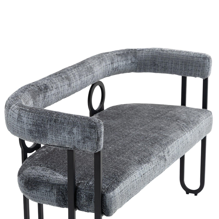 Modern Loveseat 2 Seater Sofa Chenille Fabric Couch with Arms and Metal Legs for Living Room, Home Office, Studio (Gray Chenille) - DTYStore