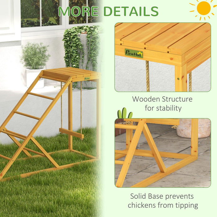 Chicken Activity Play for Healthy & Happy Animals, Swing Set with Chicken Perches & Hen Ladder, Chicken Coop Toy, Yellow - DTYStore