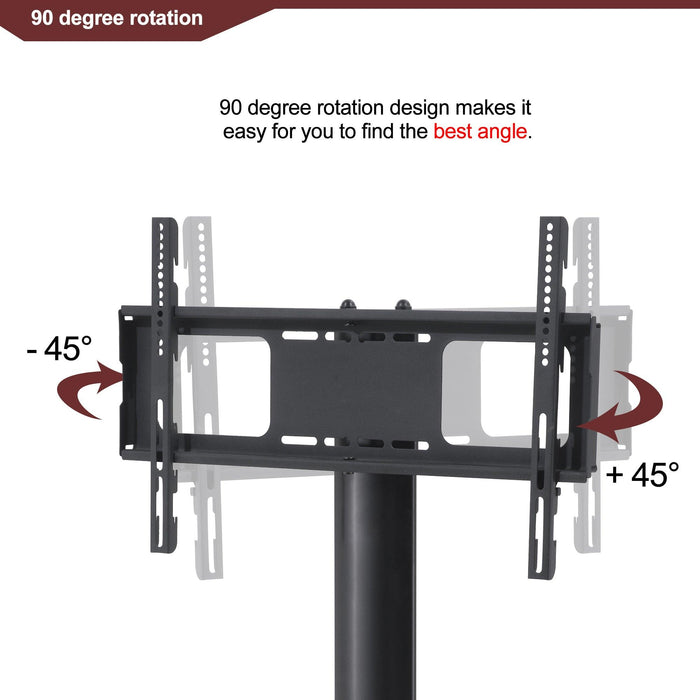 Black Multi-function TV Stand Height Adjustable Bracket Swivel 3-Tier - DTYStore