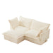 Slipcovered Sectional 2 Seater Sofa Couch with Convertible Ottoman, Wide and Deep Seat L Shaped Sofa with Detachable Cover and Soft Multiple Big Pillows,Cream Corduroy Fabric