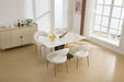 061-Set of 1 Teddy Fabric Dining Chairs With Curved Backrest and Golden Metal Legs for Kitchen or Dining Room ,White - DTYStore