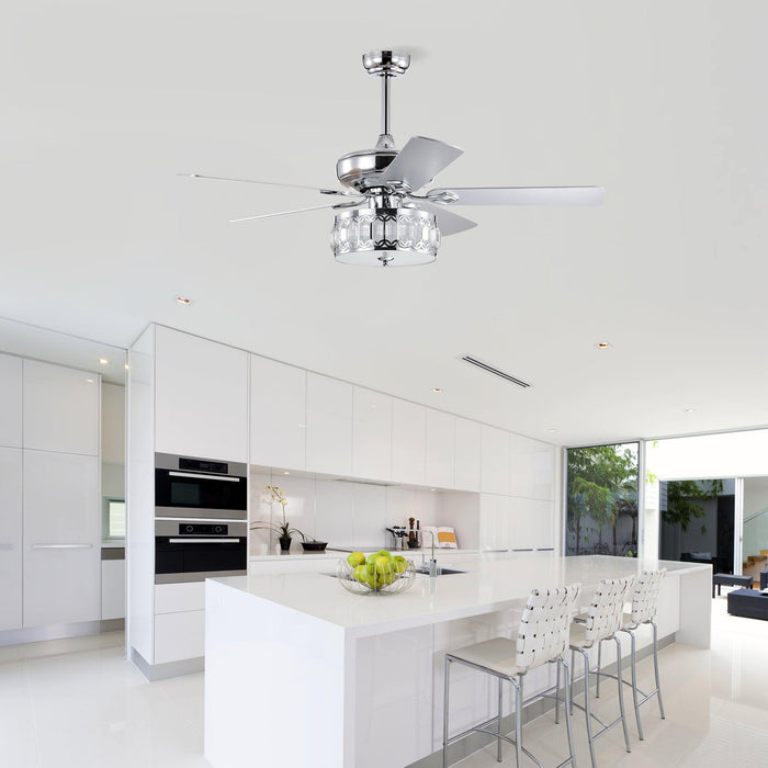 52" 3-Light Chrome Ceiling Fan + Remote, Traditional Farmhouse Rustic Industrial Bohemian Country Cottage Transitional Glam for Home, Kitchen, Living Room - DTYStore
