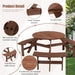 6-Person Circular Outdoor Wooden Picnic Table for Patio, Backyard, Garden, DIY w/ 3 Built-in Benches, 1720lb Capacity - Brown - DTYStore