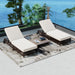 Outdoor Lounge Chair Set of 2, Patio Chaise Lounge with 5-Position Backrest, Rattan Outdoor Lounge Chair with Cushion and Wheels for Poolside, Backyard, Garden (Brown+Beige) - DTYStore
