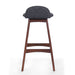 28.5' Mid-Century Modern Upholstered Low Back Barstools (Set of 2), Charcoal, Walnut Finish - DTYStore