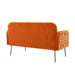 Modern Velvet Loveseat Sofa , Comfy Upholstered 2-Seater Sofa with Gold Metal Legs, Small Loveseat Accent Couch for Living Bedroom Leisure Areas (Orange Velvet) - DTYStore