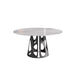 59.05" Round Marble Dining Table with Black Iron Metal Base, Artificial Marble for 6-8 People, Dining Room/Living Room Kitchen Dining Table,White (Dining Table Only) - DTYStore