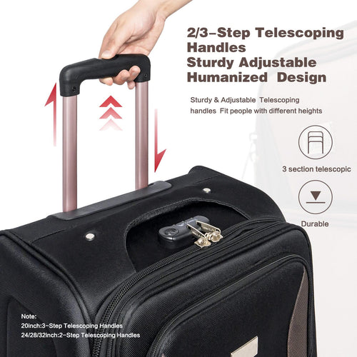 SoftshellLuggage Expandable 4 Piece Set Suitcase Softside Lightweight Luggage Travel Set - Image 2