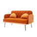 Modern Velvet Loveseat Sofa , Comfy Upholstered 2-Seater Sofa with Gold Metal Legs, Small Loveseat Accent Couch for Living Bedroom Leisure Areas (Orange Velvet) - DTYStore