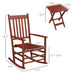 Outsunny Outdoor Rocking Chair Set of 2 with Side Table, Patio Wooden Rocking Chair with Smooth Armrests, High Back for Garden, Balcony, Porch, Supports Up to 352 lbs., Wine Red - DTYStore
