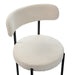 White Boucle Dining Chairs Set of 2,Mid-Century Modern Curved Backrest Chair,Round Upholstered Kitchen Chairs - DTYStore