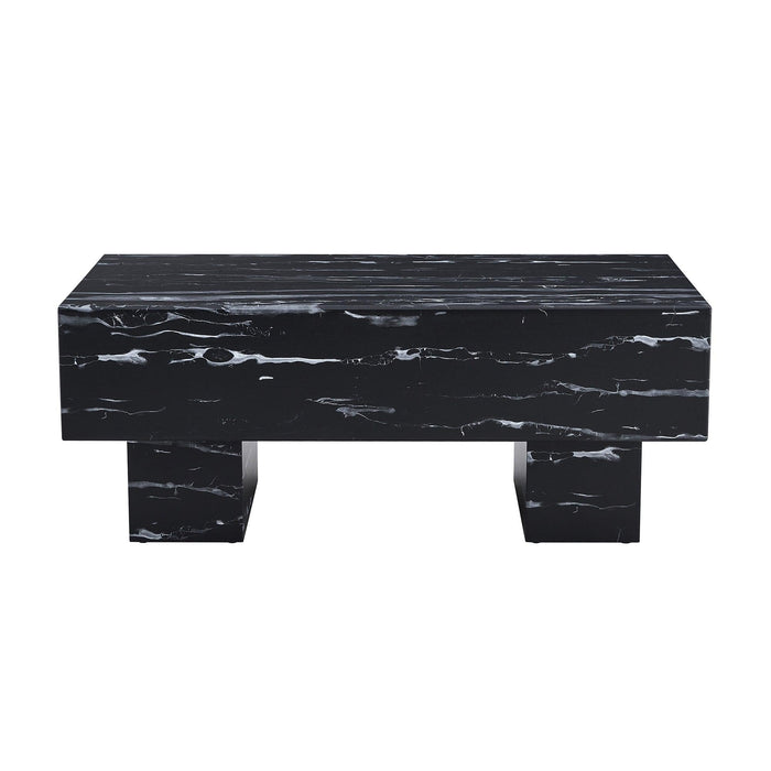 The Black Coffee Table has patterns. Modern rectangular table, suitable for living rooms and apartments. 43.3"*21.6"*17.2"