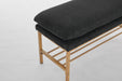 End of Bed Bench with Shelf, Linen Upholstered Storage Shoe Bench, Modern Bedroom Bench with Metal Legs for Living Room, Entryway, Dining Room, 300 LB, Linen Color(Black) - DTYStore