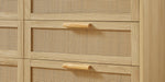Bedroom dresser, 8 Double Dresser with rattan drawers, wood chest of drawers for kids room, living room, entry and hallway, Natural, 47.2''W x 15.8''D x 37.4''H. - DTYStore