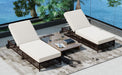 Outdoor Lounge Chair Set of 2, Patio Chaise Lounge with 5-Position Backrest, Rattan Outdoor Lounge Chair with Cushion and Wheels for Poolside, Backyard, Garden (Brown+Beige) - DTYStore