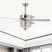 52'' Classical Crystal Ceiling Fan Lamp 5 Reversible Blades for Living Room, Dining Room, Bedroom, Family Room, Chrome (Hand Pull Chain) - DTYStore