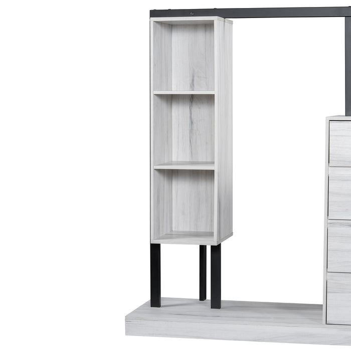 Wardrobe with 4 Drawers and 3 Shelves,White