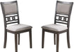 Dining Room Furniture Grey Finish Set of 2 Side Chairs Cushion Seats Unique Back Kitchen Breakfast Chairs - DTYStore