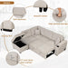 84.75" Sleeper Sofa Bed,2 in 1 Pull Out sofa bed L Shape Couch with Storage Ottoman for Living Room,Bedroom Couch and Small Apartment, Beige - DTYStore
