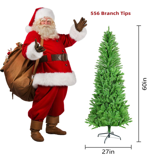 5FT Classic Pencil Christmas Tree is an 60-inch classic pencil-shaped Christmas tree suitable for both Halloween and Christmas. It features dense branches for realistic Christmas decorations - Image 6
