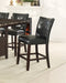 Modern Counter Height Chairs Black Faux Leather Tufted Set of 2 High Chairs Dining Seating - DTYStore