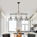 Dining Room Light Fixture/Chandelier Over Table, 40-Inch Hanging for Farmhouse Linear Chandeliers,4-Light Kitchen Island Lighting,Matte Black and Matte Gold Ceiling Chandelier,with Metal lampshade - DTYStore