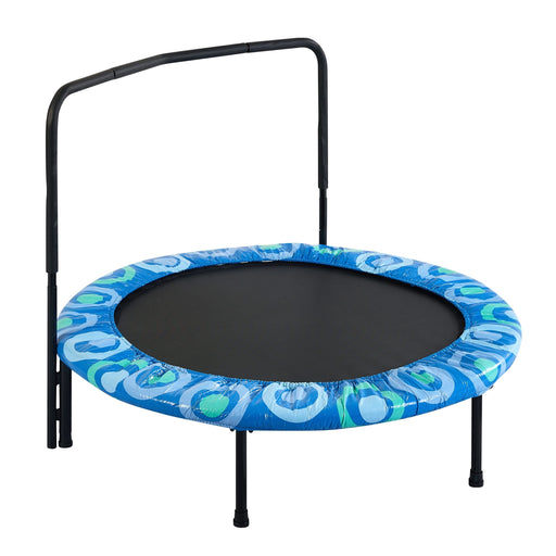 Blue Joy Children's Trampoline with Handrails for Indoor and Outdoor Fun, Ages 3-7, Steel Frame