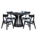 (1 Table+4 Chairs)Modern Dining Table Set of 5 pcs,Wooden Dining Table and Upholstered Chairs for Living Room,Round Kitchen Set with Sturdy Legs for Restaurant,Black - DTYStore
