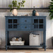 Sideboard Console Table with Bottom Shelf, Farmhouse Wood/Glass Buffet Storage Cabinet Living Room (Antique Navy) - DTYStore