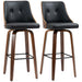 Bar Height Bar Stools, PU Leather Swivel Barstools with Footrest and Tufted Back, Set of 2, Black - DTYStore