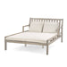 Outdoor Daybed, Patio Daybed with Four Pillows, Wooden Outdoor Bed with Curved Armrests for Poolside, Backyard, Garden (Gray+Beige Cushion) - DTYStore