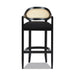 Americana Mid-Century Modern 30.5' Cane Back Bar Stool, Jet Black - DTYStore