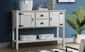 48'' Solid Wood Sideboard Console Table with 2 Drawers and Cabinets and Bottom Shelf, Retro Style Storage Dining Buffet Server Cabinet for Living Room Kitchen Dining Room (Antique White - DTYStore
